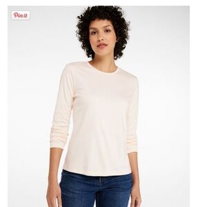 Women's LL Bean Cream Long Sleeve Top